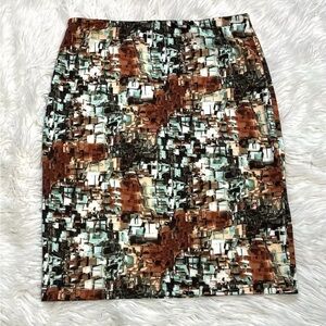 Betsey Johnson Mix-Up Boho Pencil Skirt Elastic Waist Knee Length Stretch